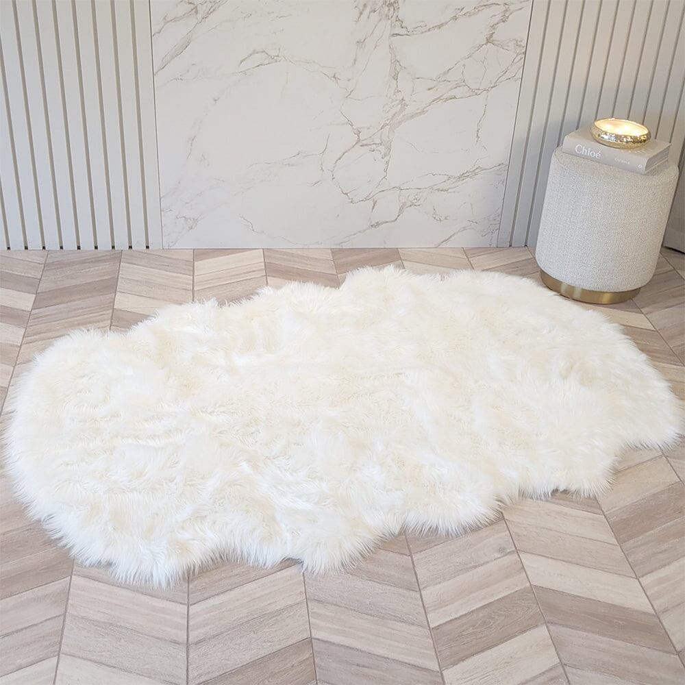 Elle Large Faux Fur White Hide Rug - 120x180cm - Bridgnorth Furniture