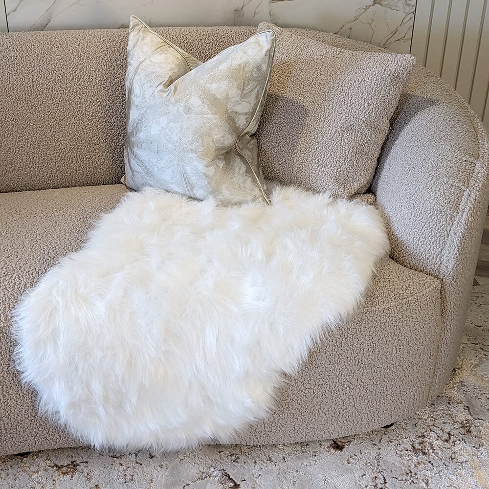 Elle Small Faux Fur White Hide Rug - 60x90cm - Bridgnorth Furniture