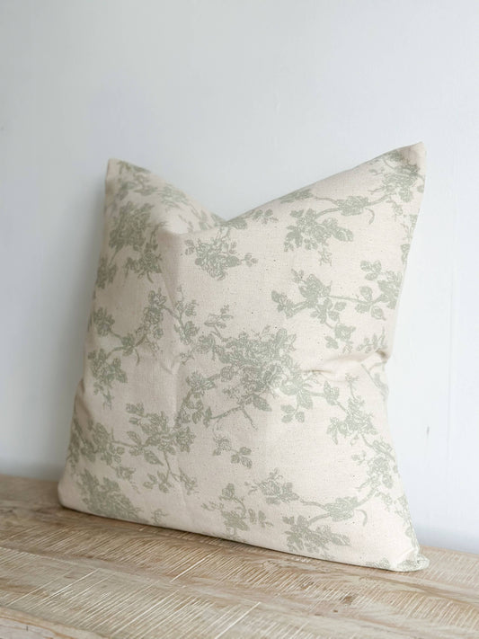 Aria Cotton Cushion Cover – Green Print - Bridgnorth Furniture