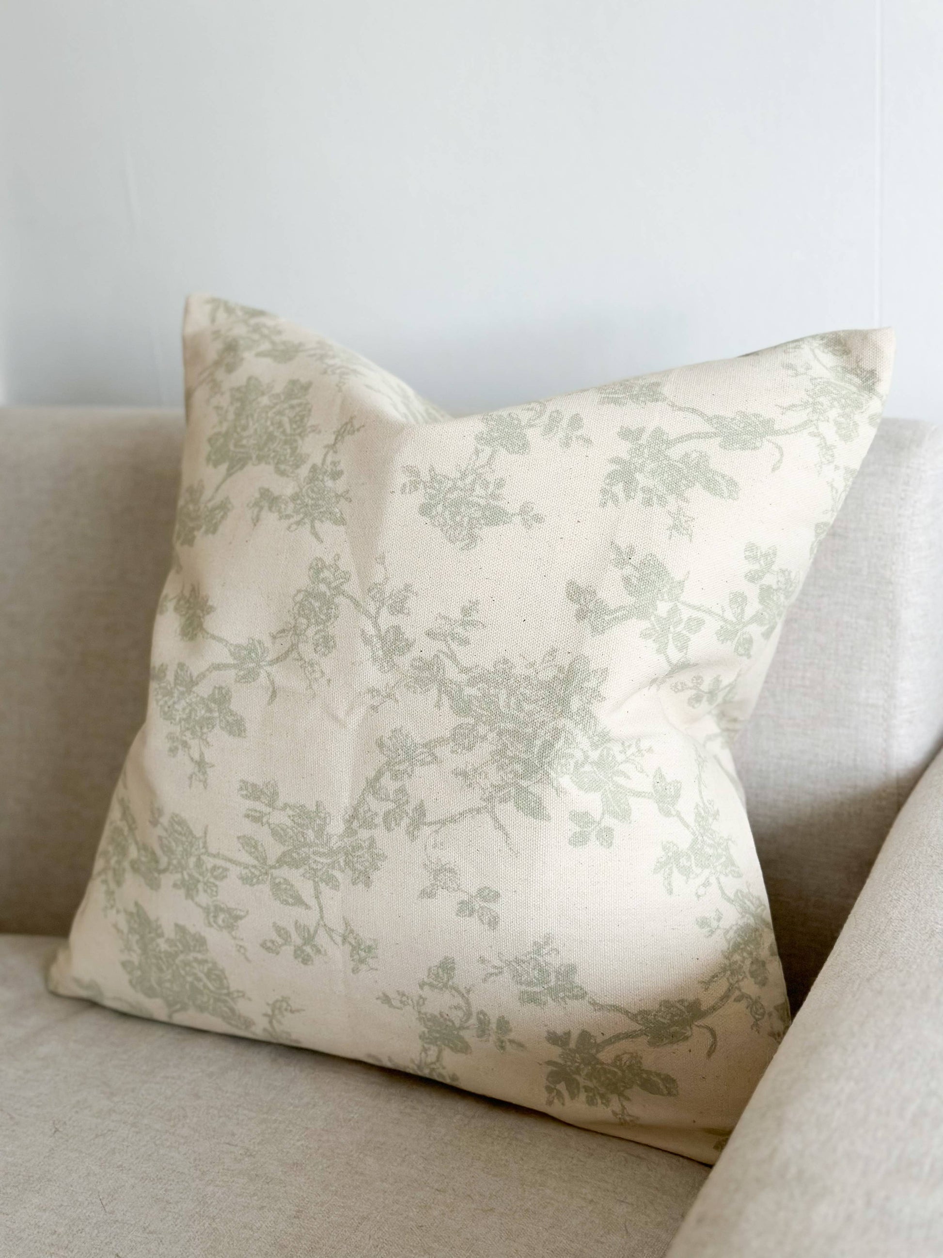 Aria Cotton Cushion Cover – Green Print - Bridgnorth Furniture