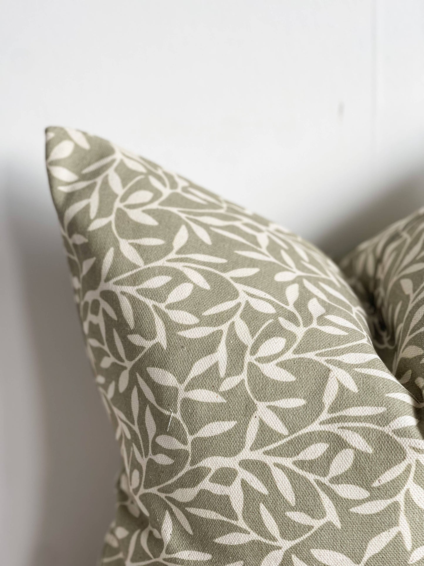 Aria Cotton Cushion Cover – Olive Leaf Print - Bridgnorth Furniture