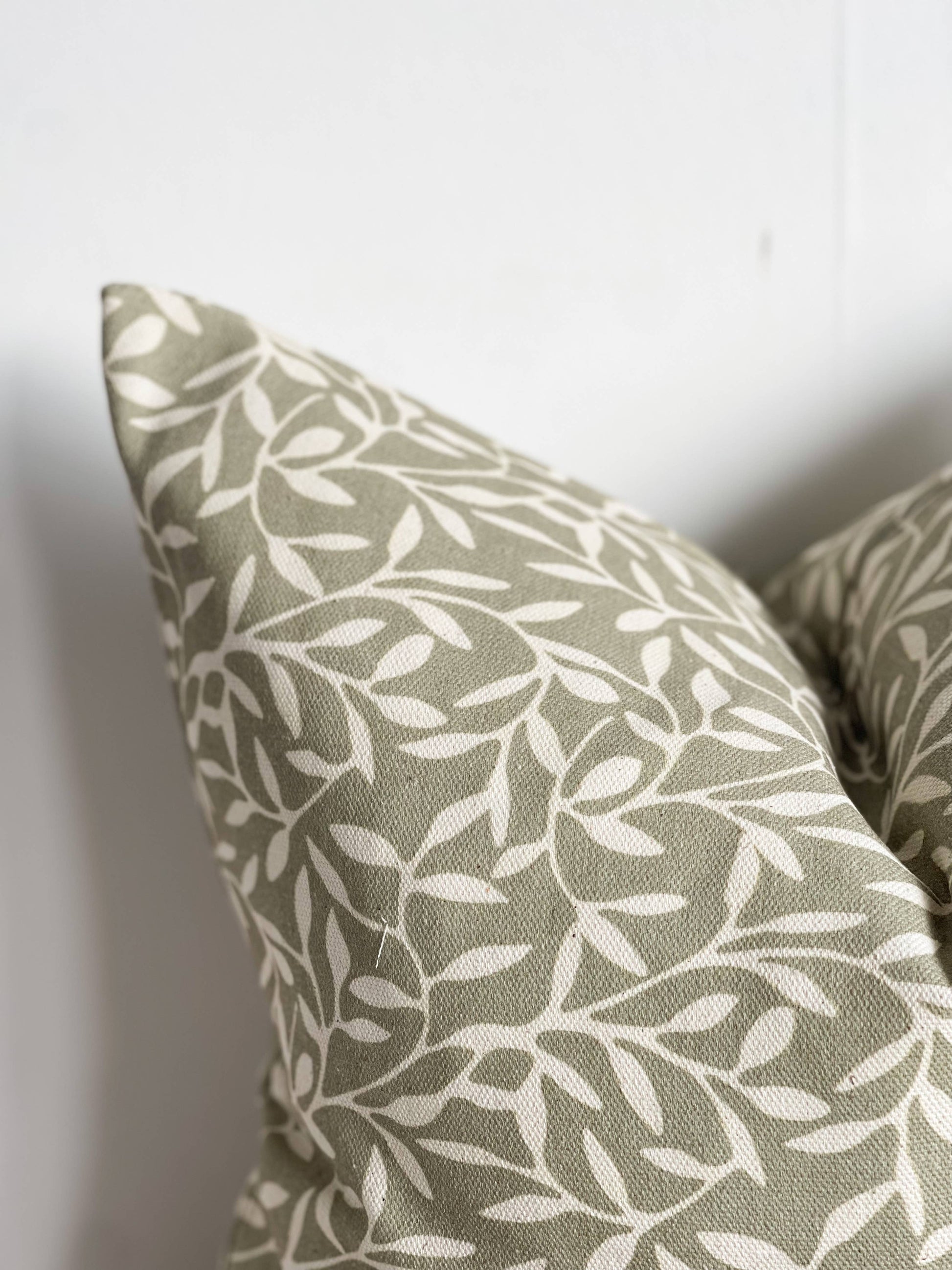 Aria Cotton Cushion Cover – Olive Leaf Print - Bridgnorth Furniture