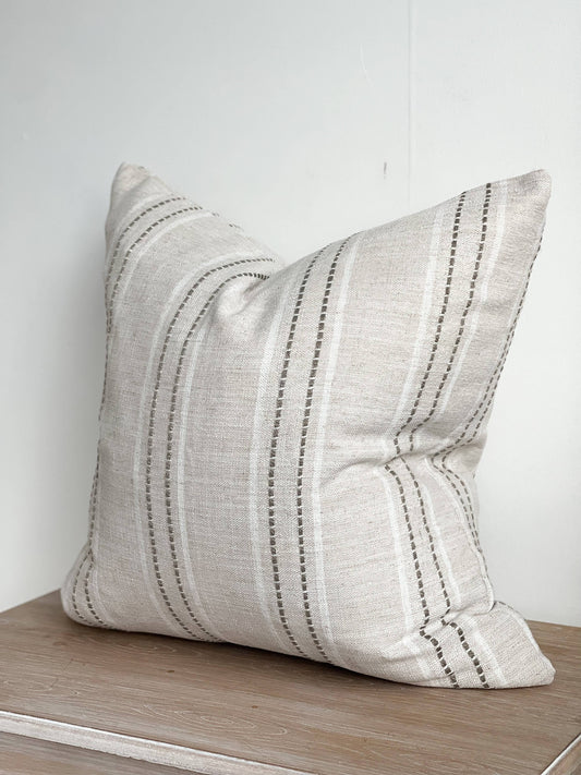 Ella Linen Blend Cushion Cover – Light Beige Stripe - Bridgnorth Furniture