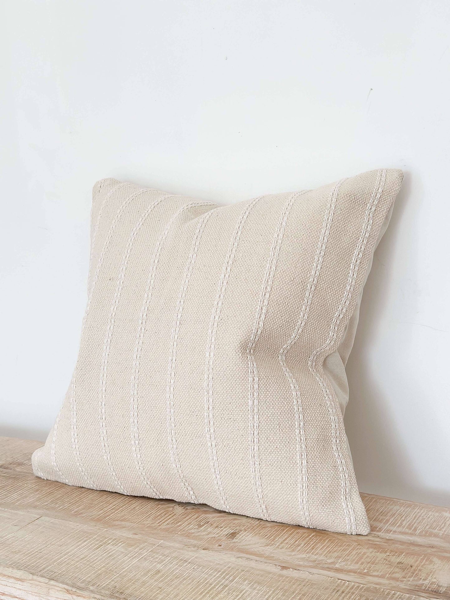India Luxe Cotton Cushion Cover – Cream Stripe - Bridgnorth Furniture