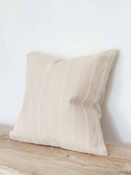 India Luxe Cotton Cushion Cover – Cream Stripe - Bridgnorth Furniture