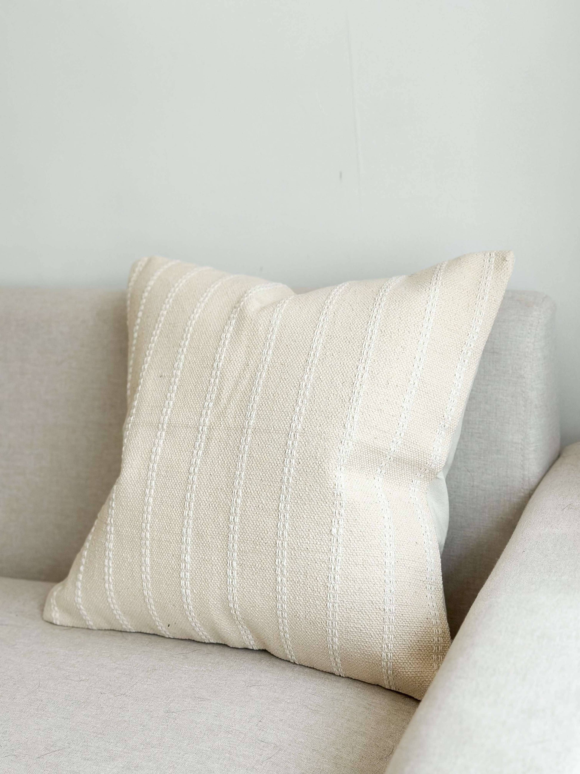 India Luxe Cotton Cushion Cover – Cream Stripe - Bridgnorth Furniture