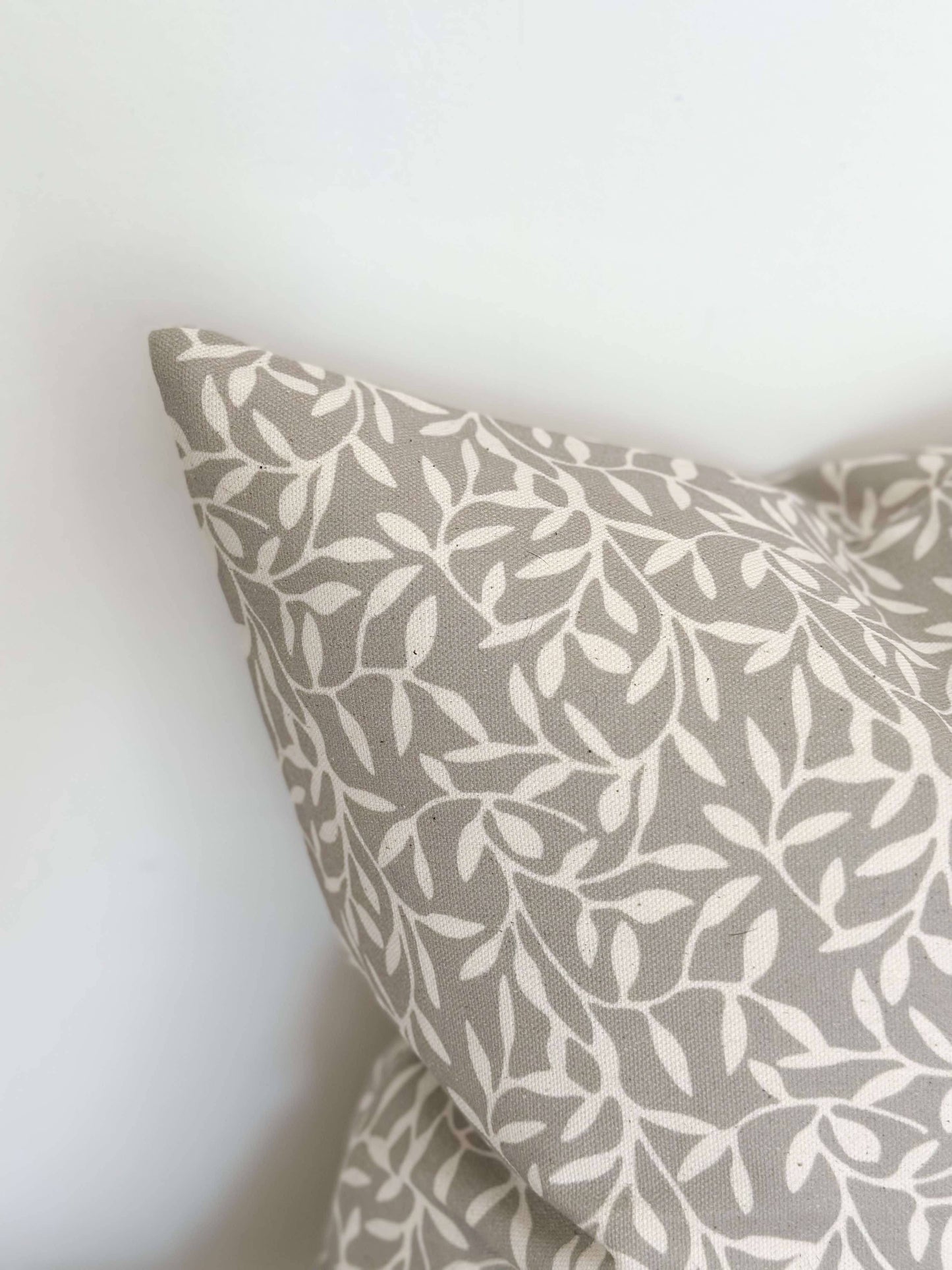 Aria Cotton Cushion Cover 45×45 – Grey Leaf Print - Bridgnorth Furniture