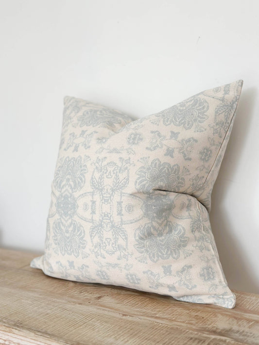 Aria Cotton Cushion Cover 45×45 – Light Blue Print - Bridgnorth Furniture