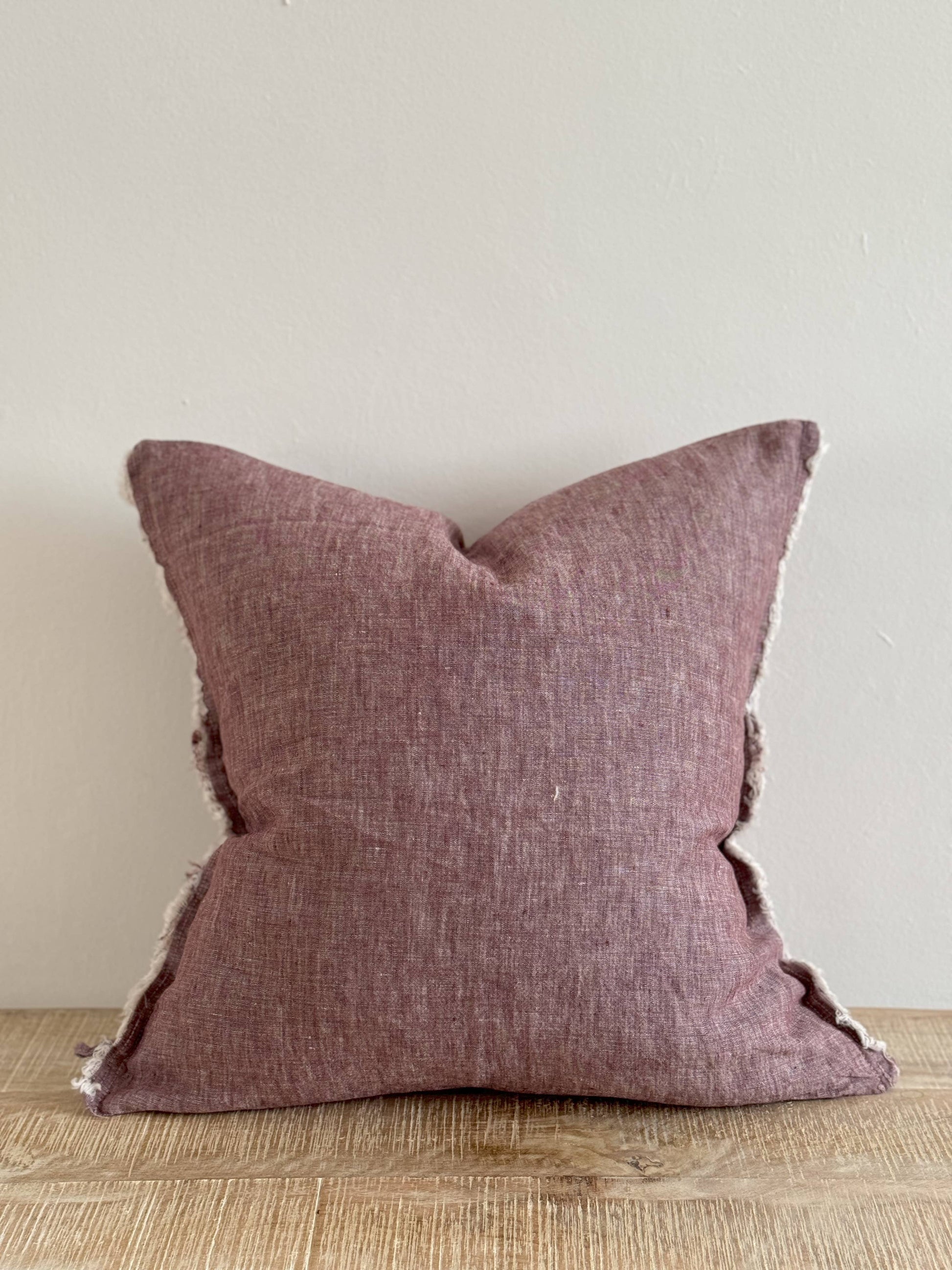 Ellenvale Interiors Esmee Fringed Linen Cushion Cover 45x45 – Washed Plum - Bridgnorth Furniture