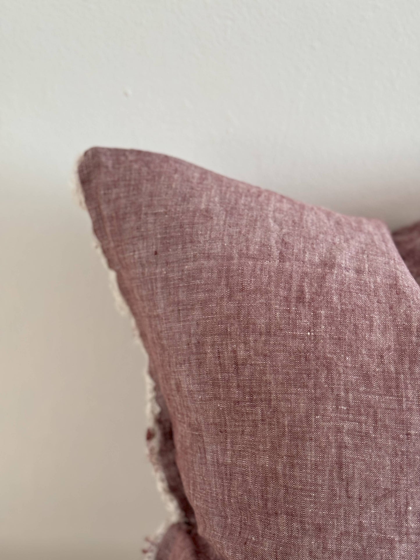 Ellenvale Interiors Esmee Fringed Linen Cushion Cover 45x45 – Washed Plum - Bridgnorth Furniture