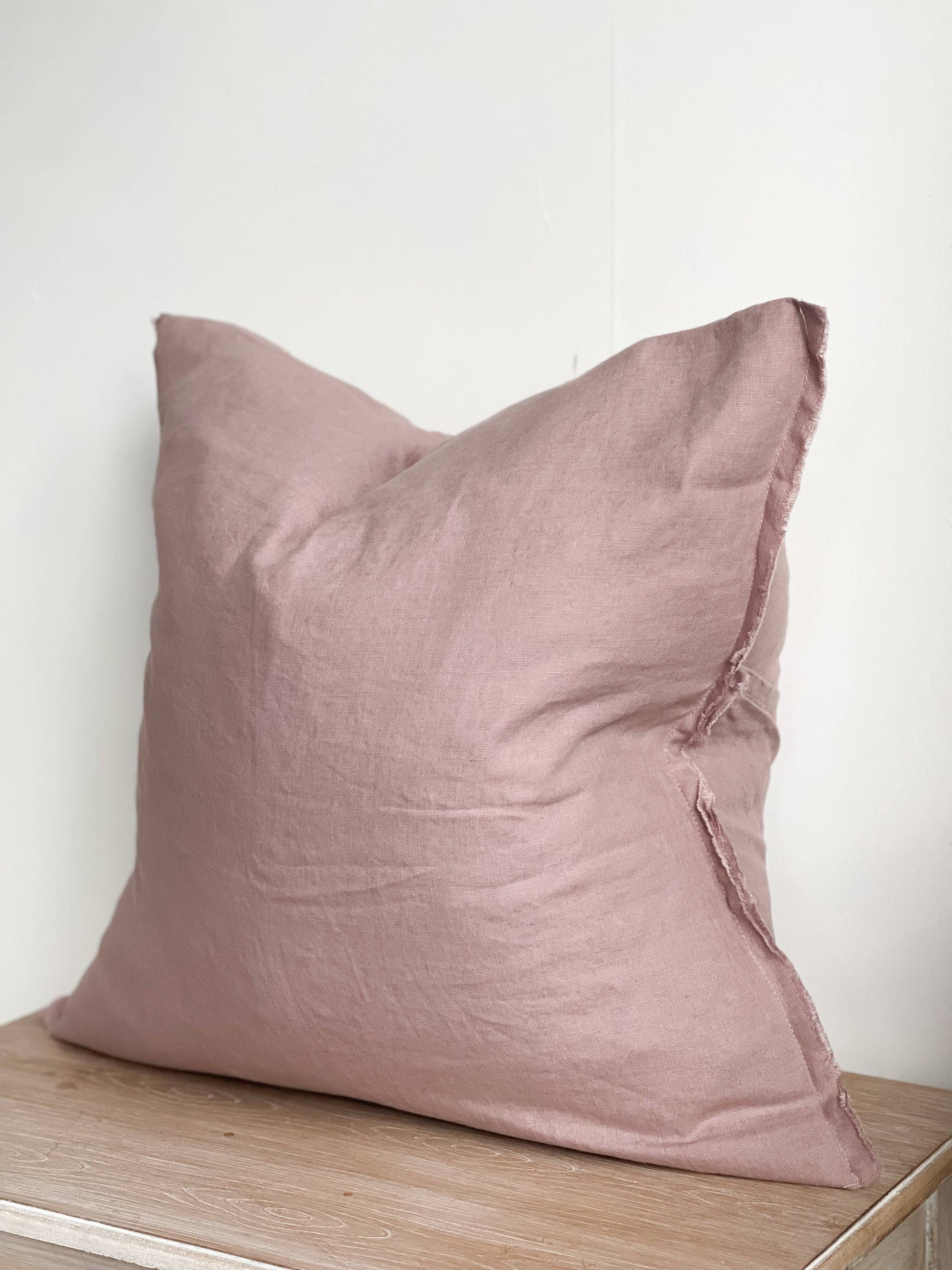 Esmee Linen Cushion Cover 45×45 – Frayed Edge Pink/Lilac - Bridgnorth Furniture