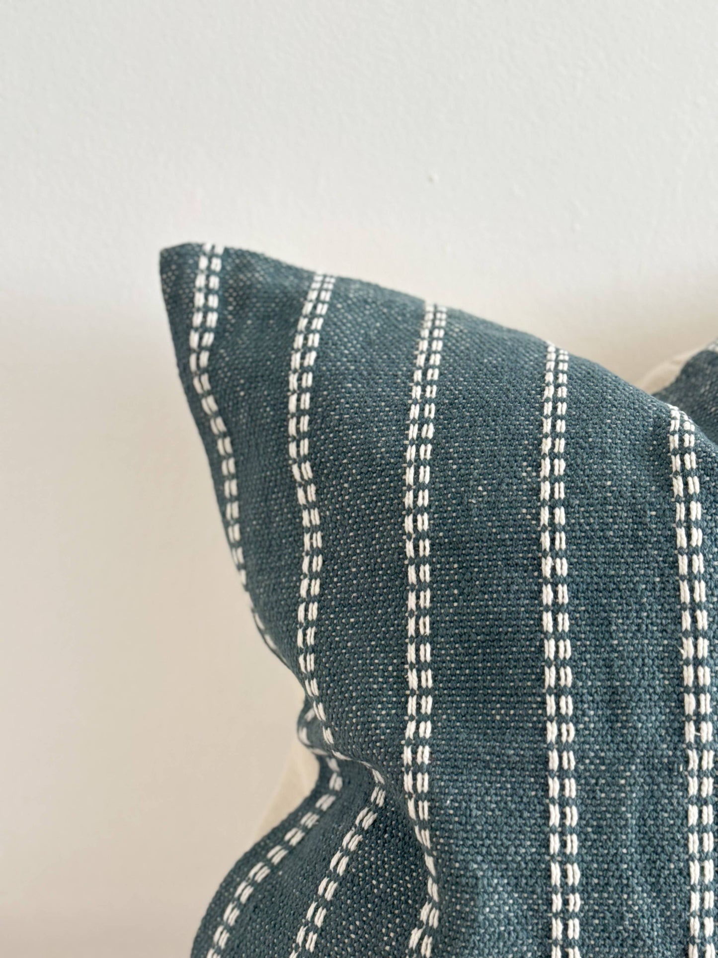 India Luxe Cotton Cushion Cover 45×45 – Teal Stripe