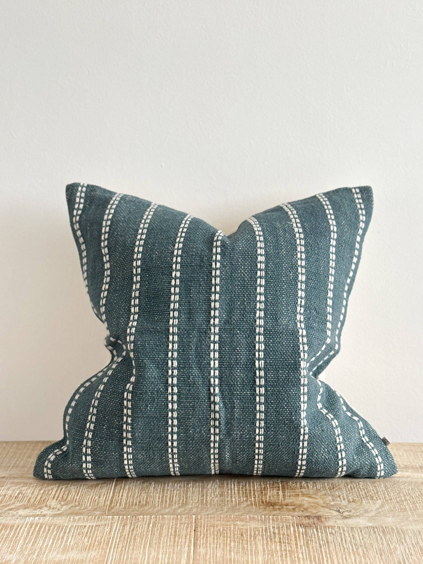 India Luxe Cotton Cushion Cover 45×45 – Teal Stripe