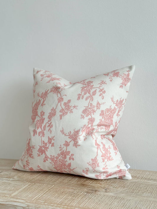 Aria Cotton Cushion Cover 45x45 - Pink Floral Print - Bridgnorth Furniture