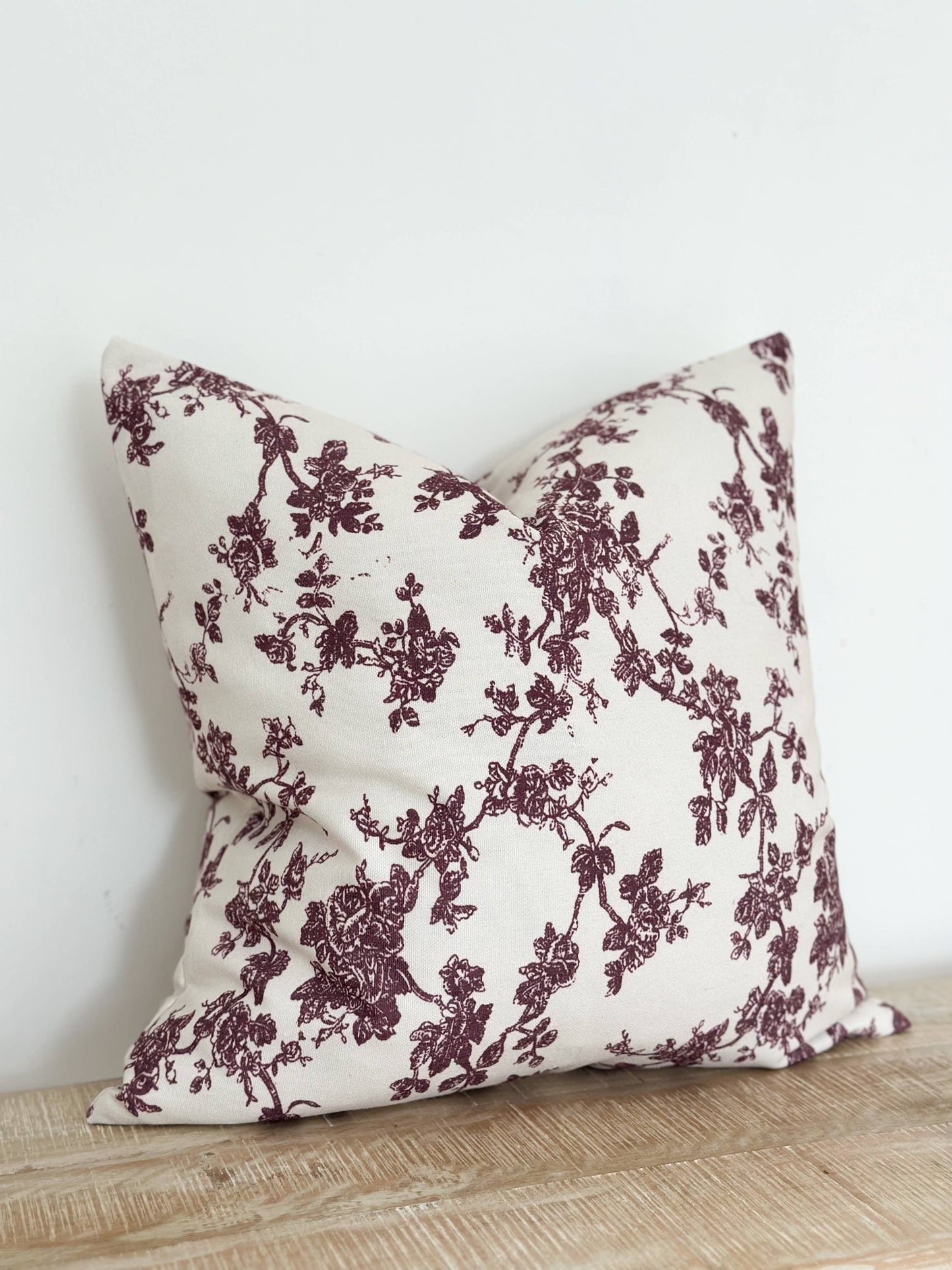 Aria Cotton Cushion Cover 45x45 - Plum Floral Print - Bridgnorth Furniture