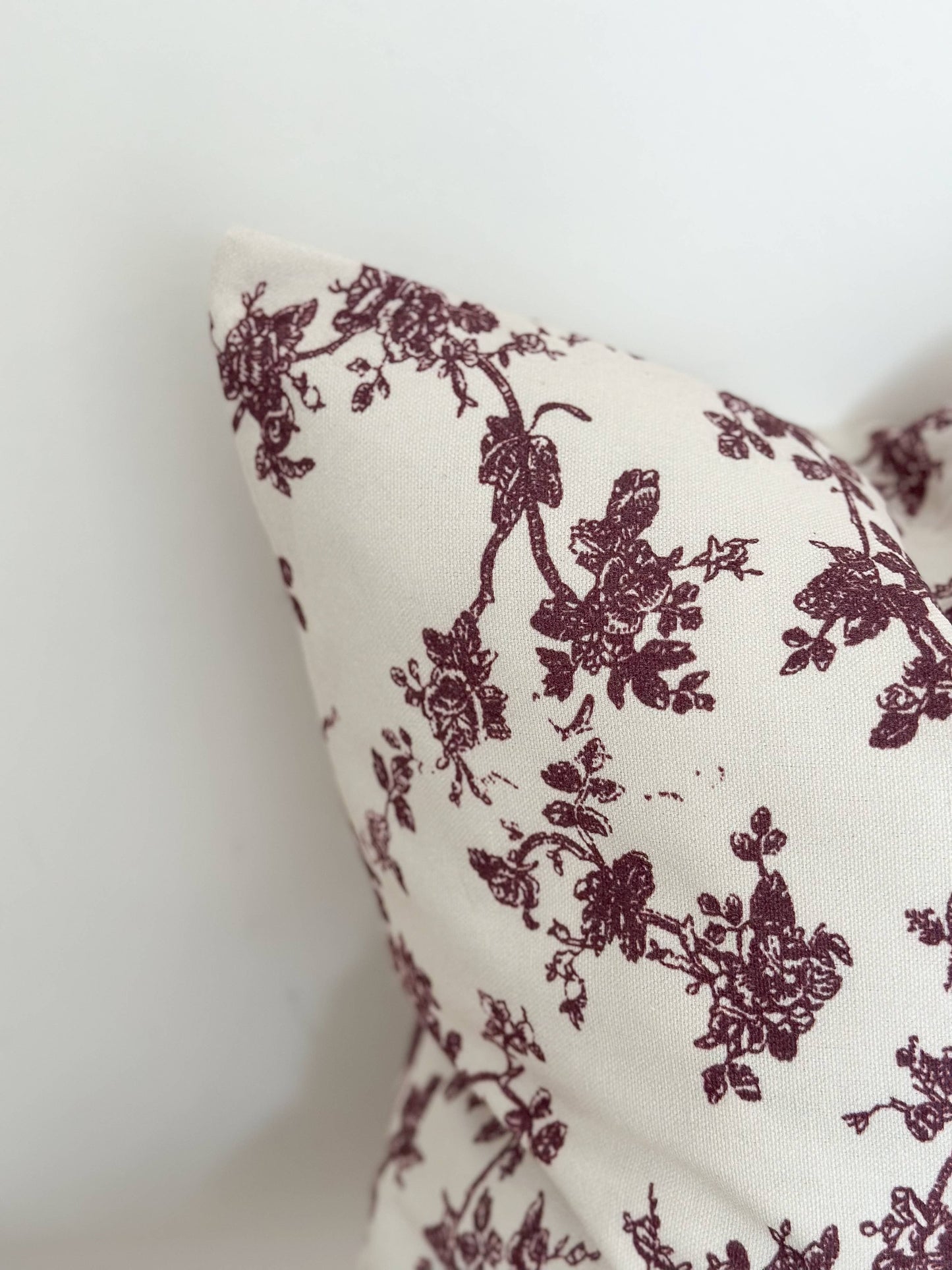 Aria Cotton Cushion Cover 45x45 - Plum Floral Print - Bridgnorth Furniture