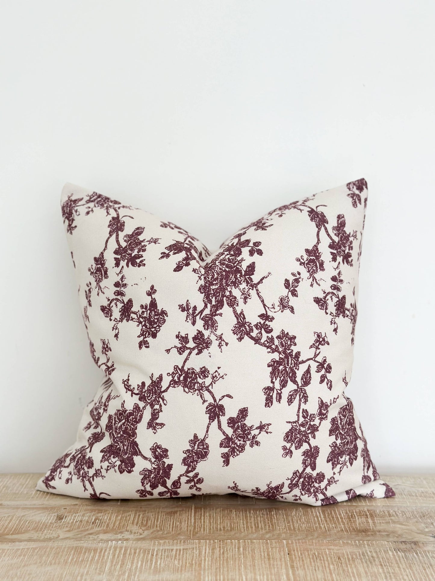 Aria Cotton Cushion Cover 45x45 - Plum Floral Print - Bridgnorth Furniture