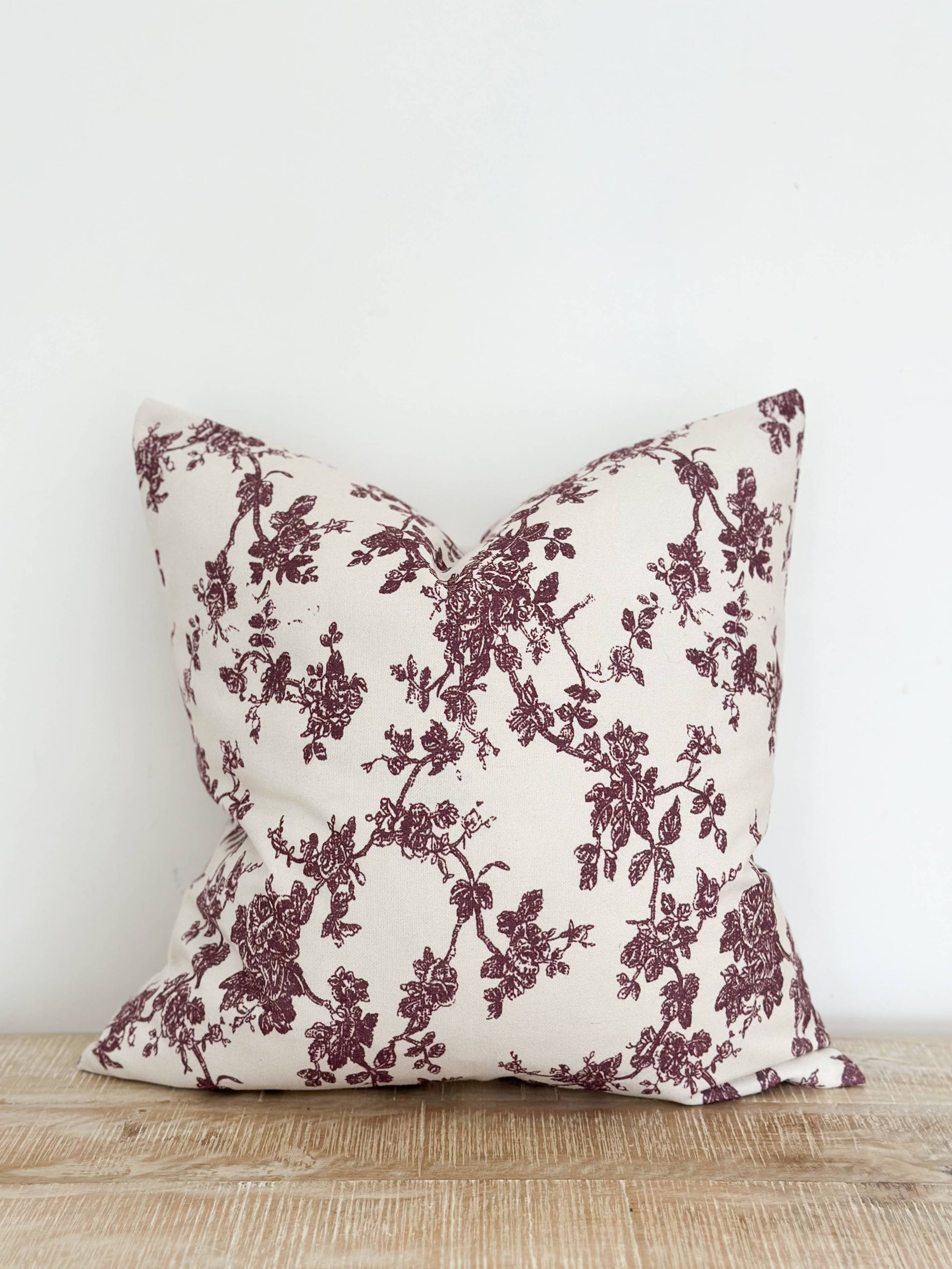 Aria Cotton Cushion Cover 45x45 - Plum Floral Print - Bridgnorth Furniture