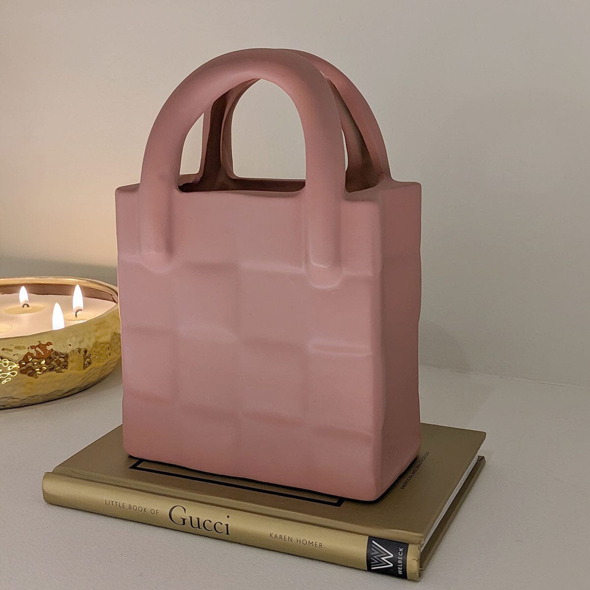 Evelina Terracotta Blush Woven Effect Decorative Handbag Ornament - Bridgnorth Furniture