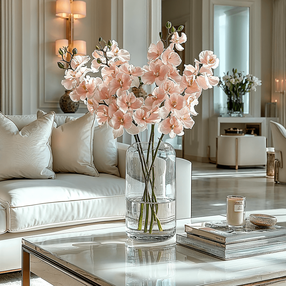 Faux Baby Pink Orchid Single Stem Flower - Bridgnorth Furniture