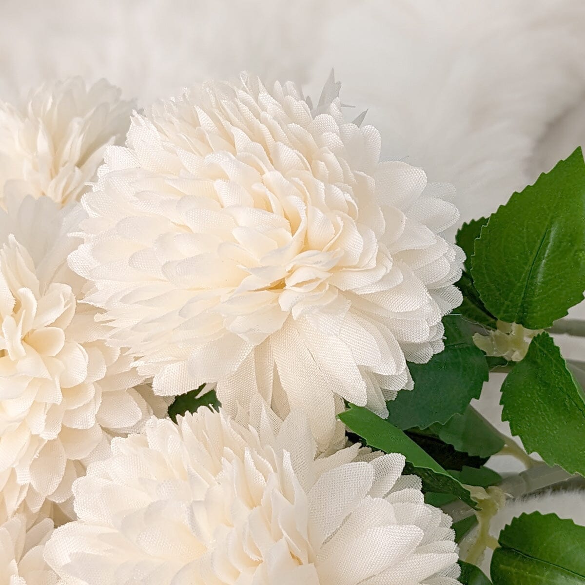Faux Cream Chrysanthemum Bunch of 6 Florals - Bridgnorth Furniture