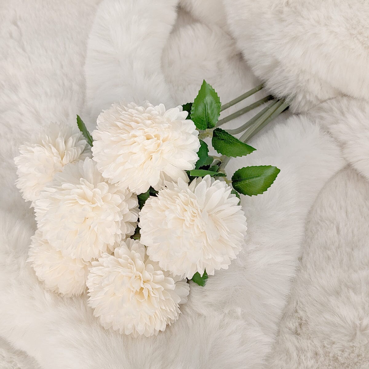 Faux Cream Chrysanthemum Bunch of 6 Florals - Bridgnorth Furniture