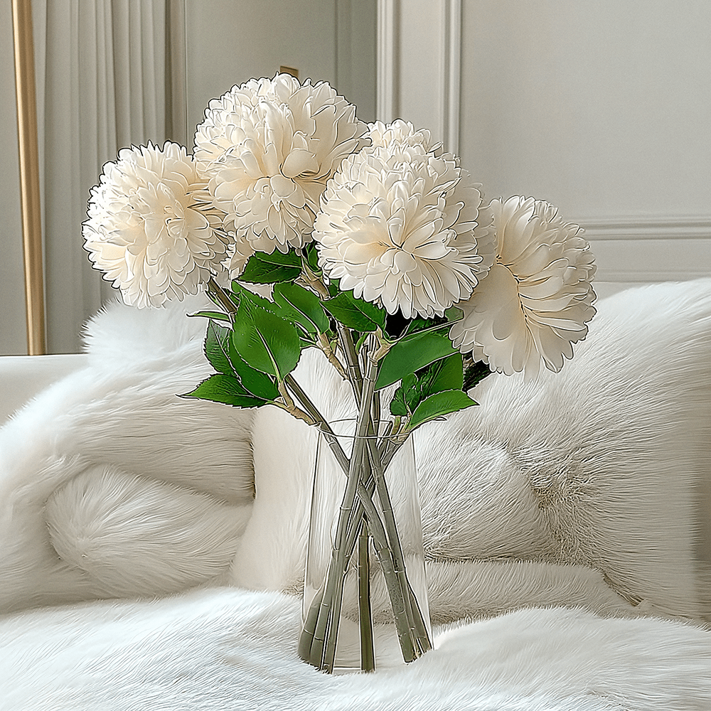 Faux Cream Chrysanthemum Bunch of 6 Florals - Bridgnorth Furniture