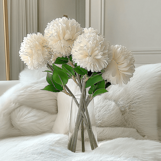 Faux Cream Chrysanthemum Bunch of 6 Florals - Bridgnorth Furniture