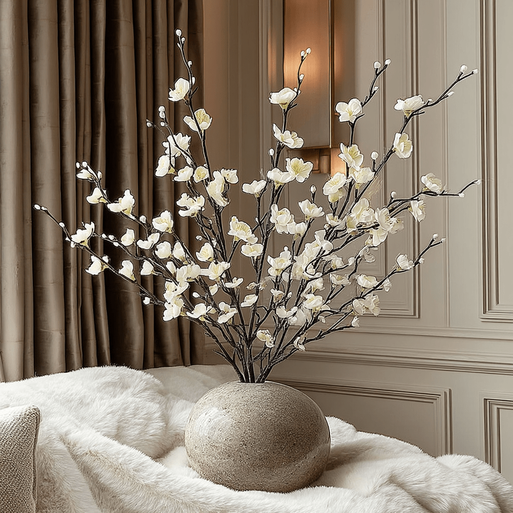 Faux White Blossom Single Stem Floral - Bridgnorth Furniture
