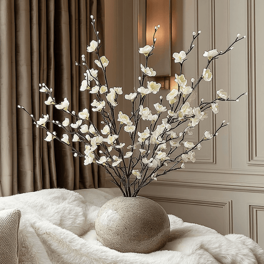 Faux White Blossom Single Stem Floral - Bridgnorth Furniture