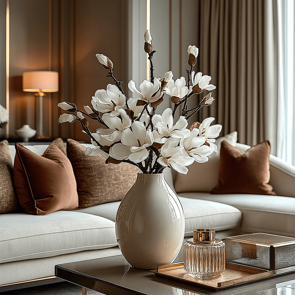 Faux White Magnolia Single Stem Floral - Bridgnorth Furniture