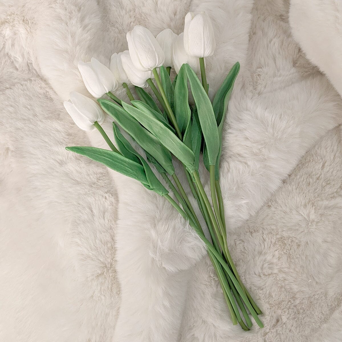 Faux White Tulips Bunch of 8 Flowers - Bridgnorth Furniture