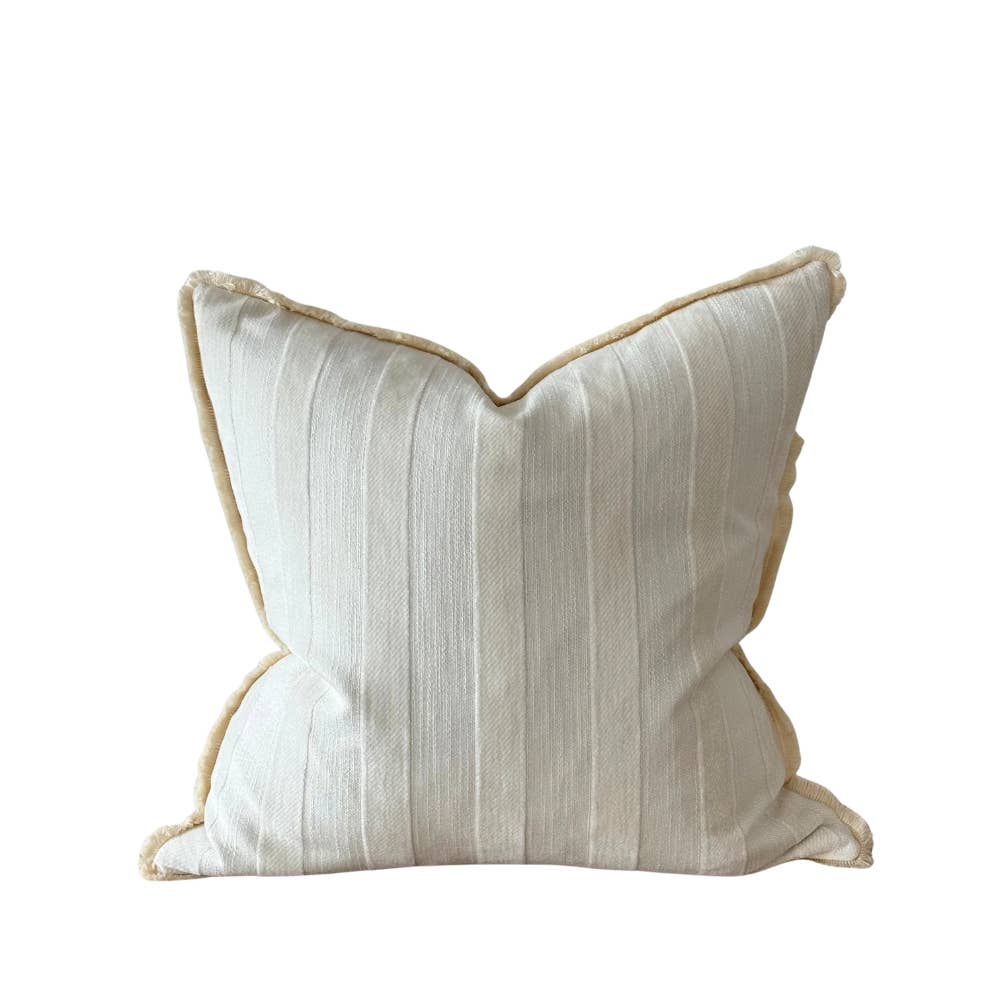 Isla Cream Stripe Cushion - fringed edge - Bridgnorth Furniture