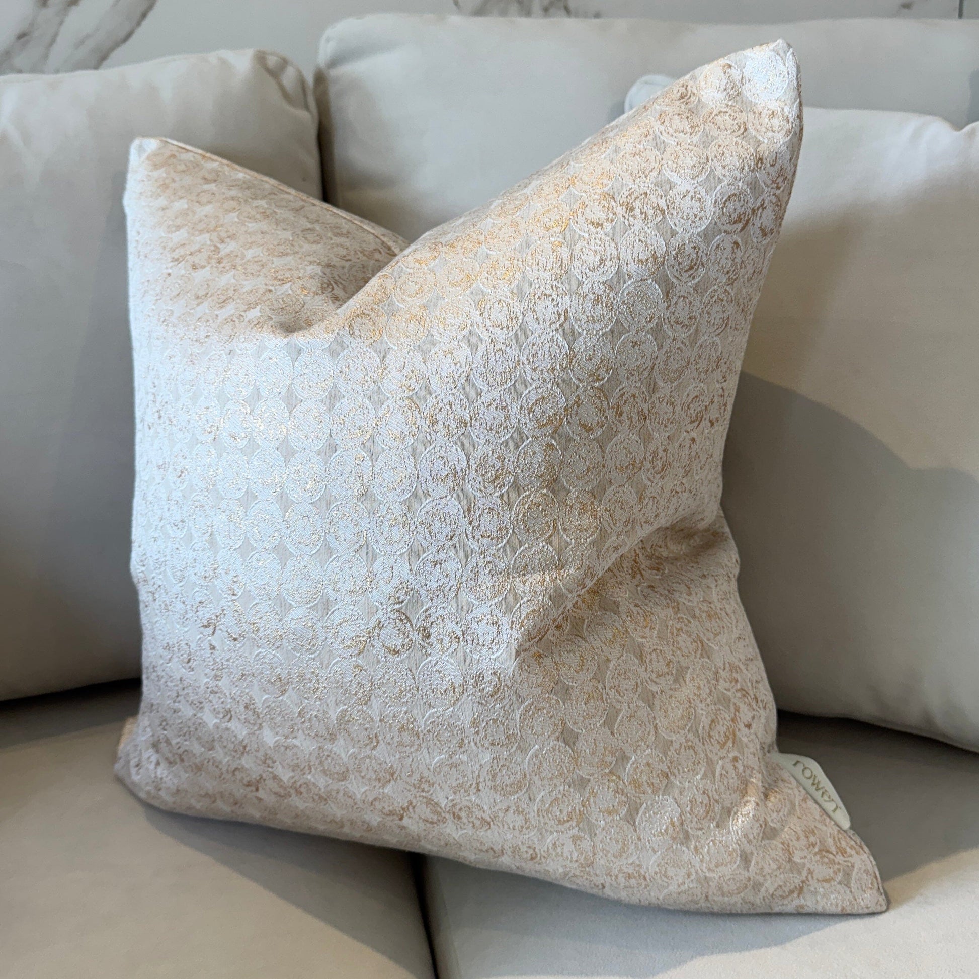 Frankie Gold Metallic Geometric Cushion - 50x50cm - Bridgnorth Furniture