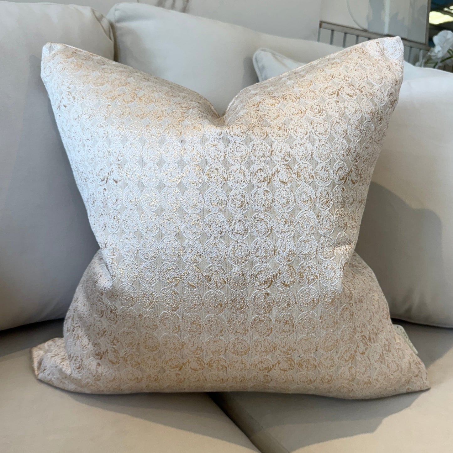 Frankie Gold Metallic Geometric Cushion - 50x50cm - Bridgnorth Furniture