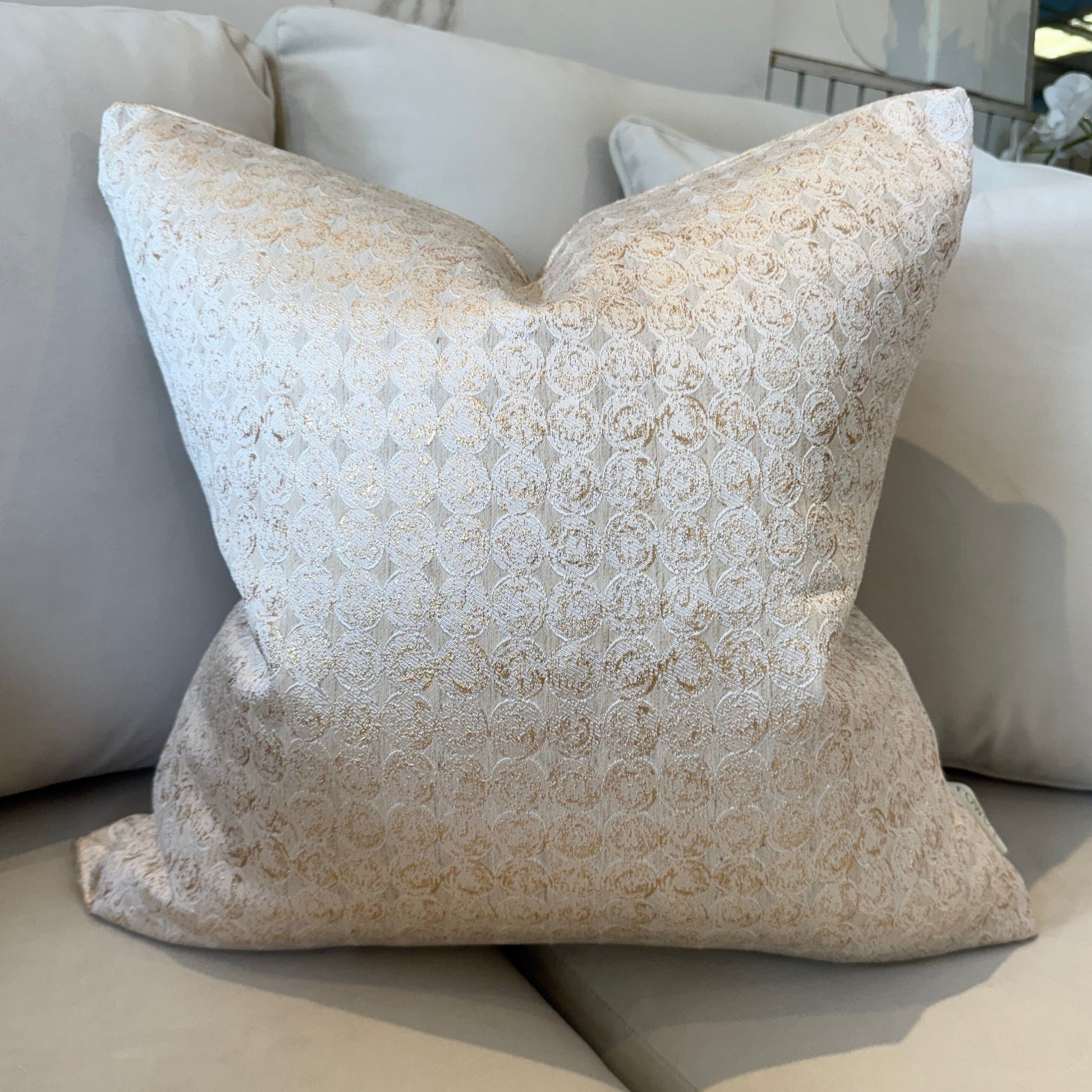 Frankie Gold Metallic Geometric Cushion - 50x50cm - Bridgnorth Furniture