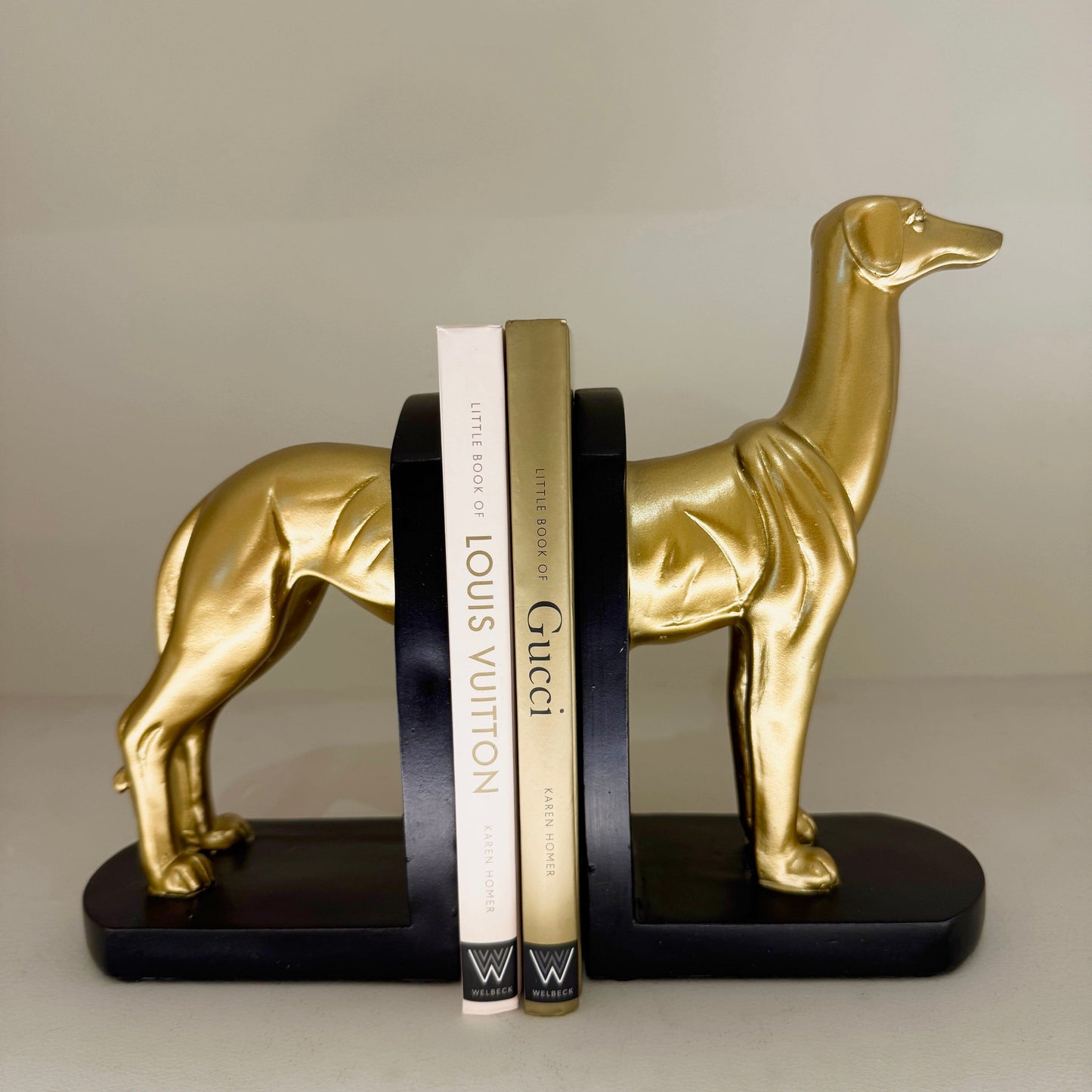 Gold & Black Greyhound Decorative Bookends - Bridgnorth Furniture