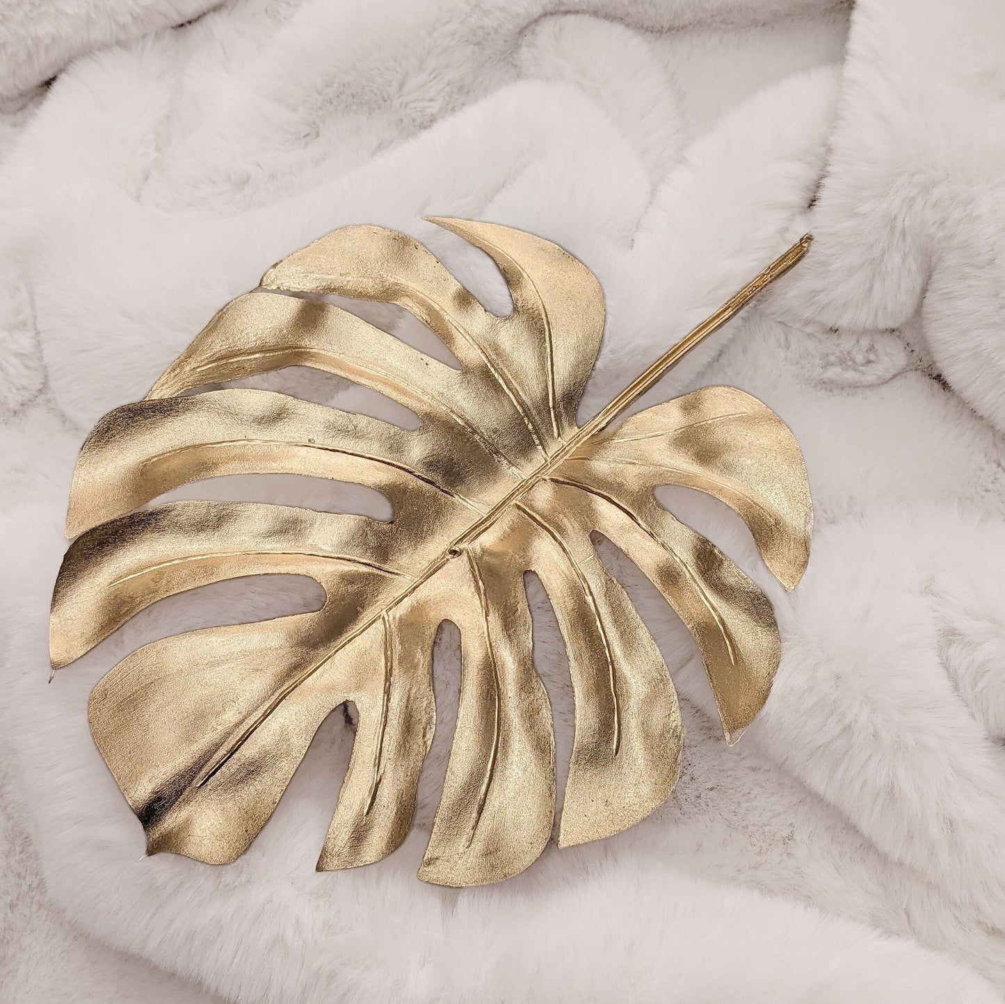 Gold Faux Cheese Plant Leaf Single Stem - Bridgnorth Furniture