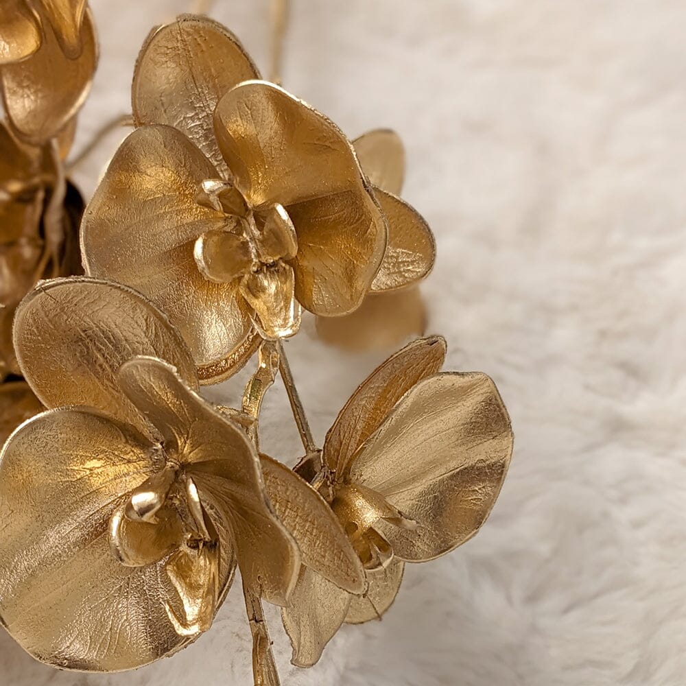 Gold Faux Orchid Single Stem Floral - Bridgnorth Furniture