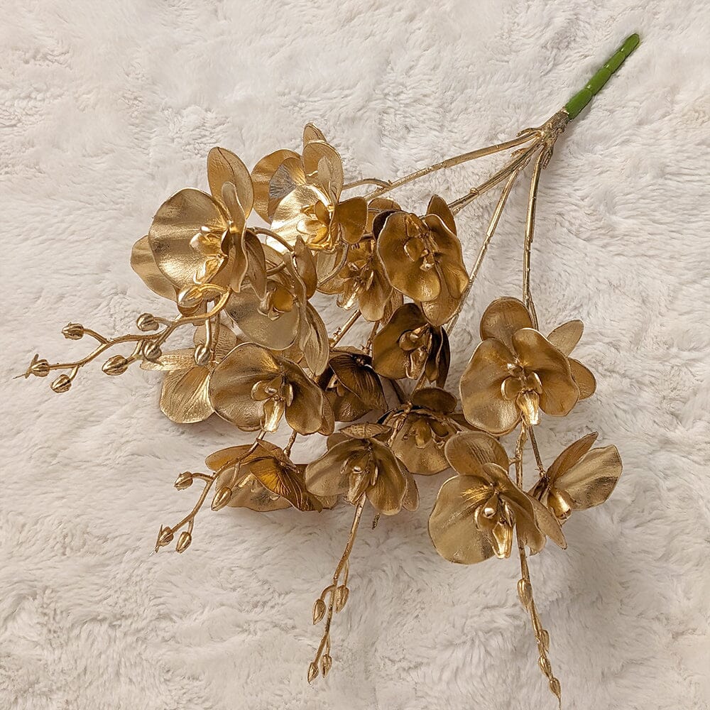 Gold Faux Orchid Single Stem Floral - Bridgnorth Furniture