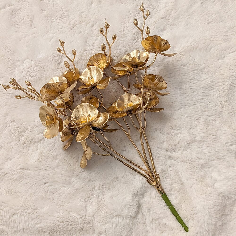 Gold Faux Orchid Single Stem Floral - Bridgnorth Furniture
