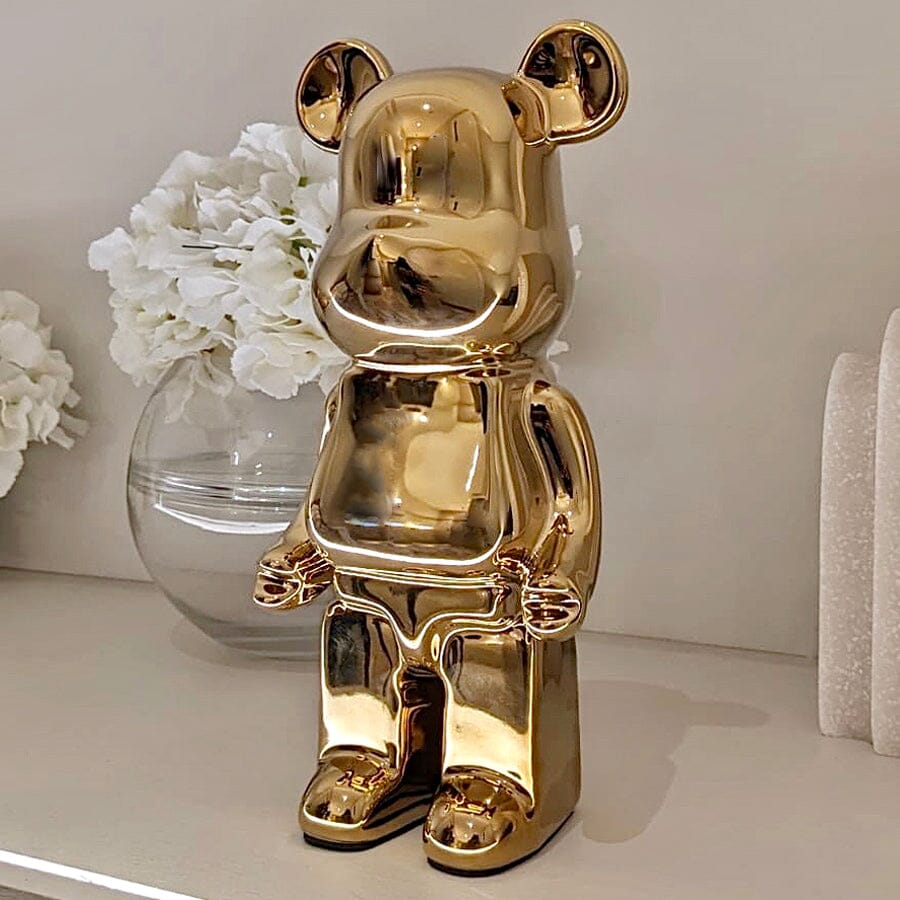 Gold Pearlescent Standing Bear Ornament - Bridgnorth Furniture