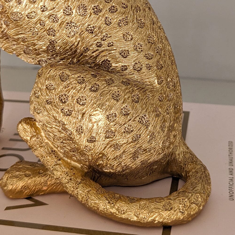 Gold Sitting Leopard Decorative Ornament - Bridgnorth Furniture