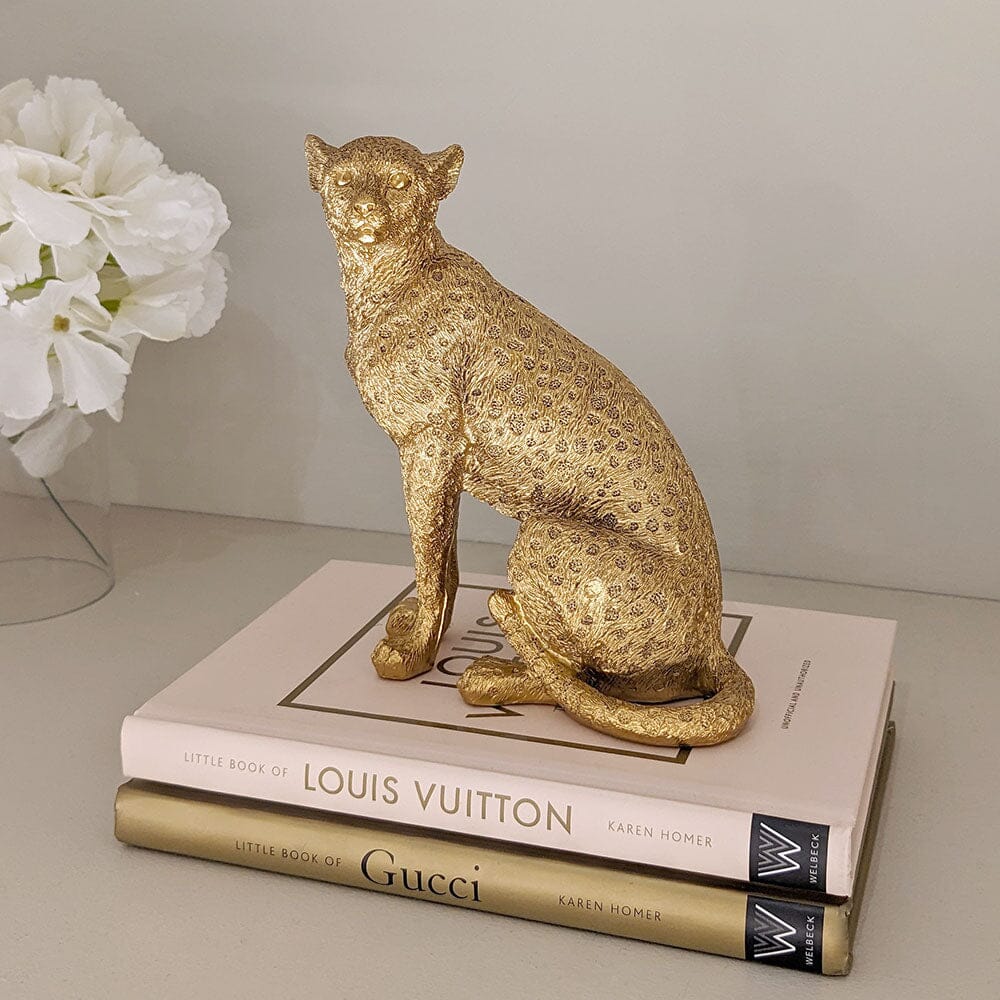 Gold Sitting Leopard Decorative Ornament - Bridgnorth Furniture