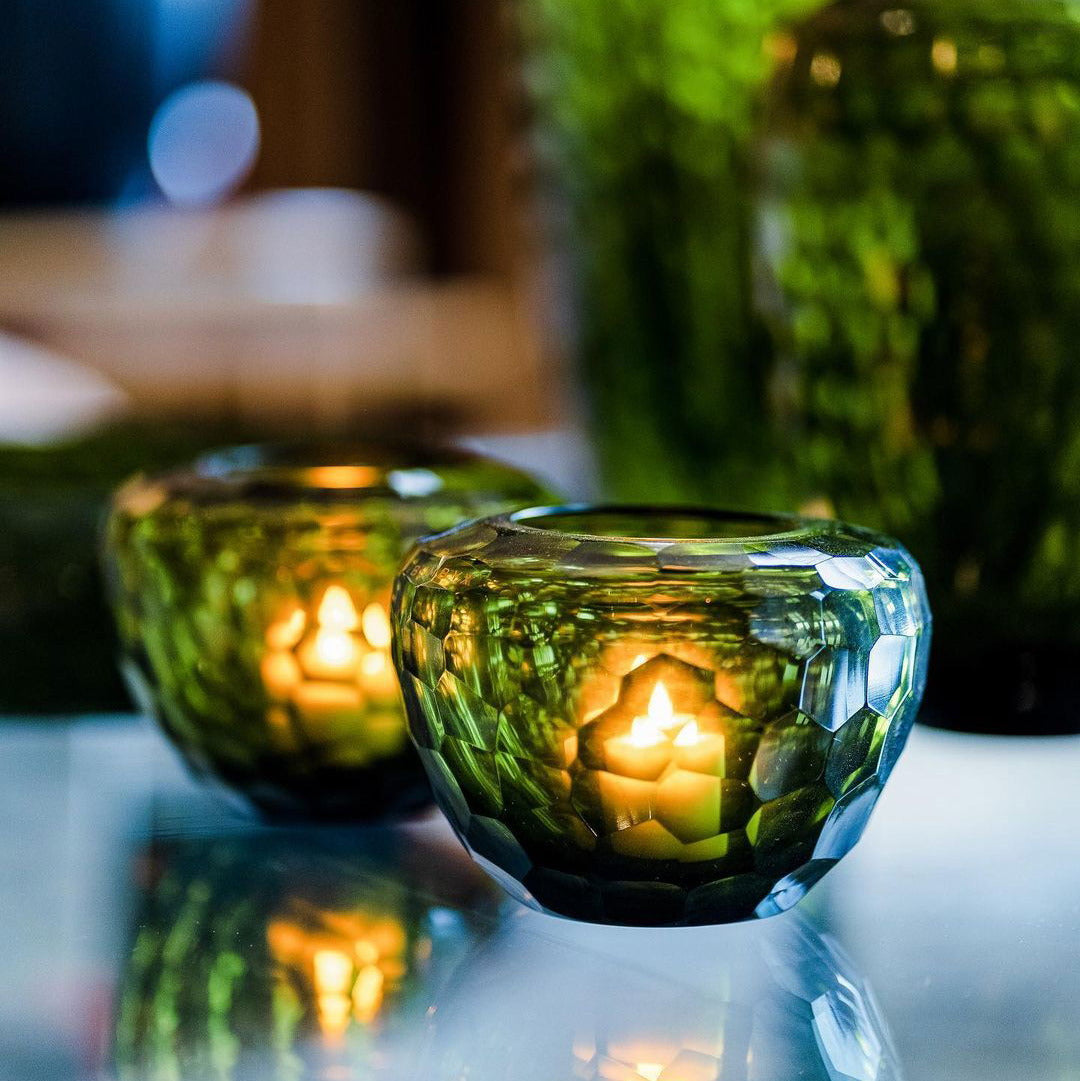 EMERALD CANDLEHOLDER - H10 D14 cm - Olive - Bridgnorth Furniture