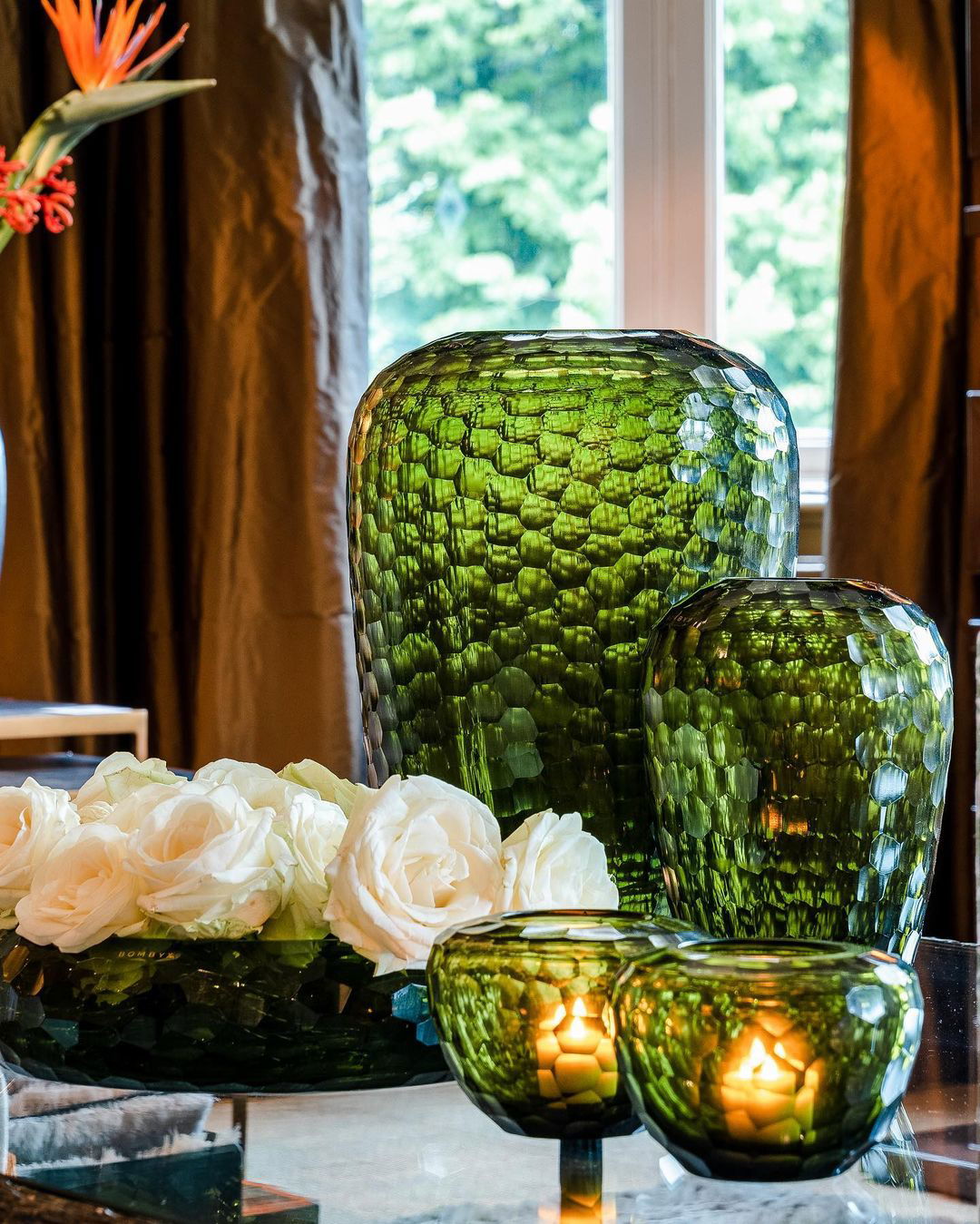 EMERALD CANDLEHOLDER - H10 D14 cm - Olive - Bridgnorth Furniture
