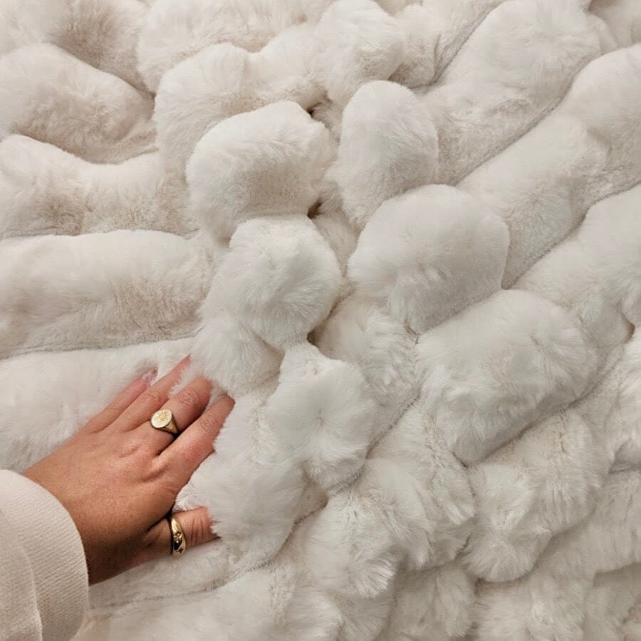 Isla Cream Chunky Ribbed Faux Fur Throw - Bridgnorth Furniture