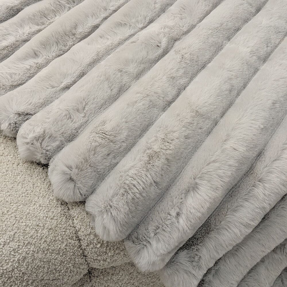 Isla Grey Chunky Ribbed Faux Fur Throw - Bridgnorth Furniture