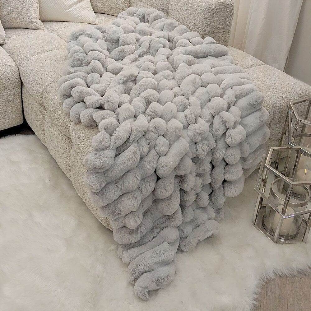 Isla Grey Chunky Ribbed Faux Fur Throw - Bridgnorth Furniture