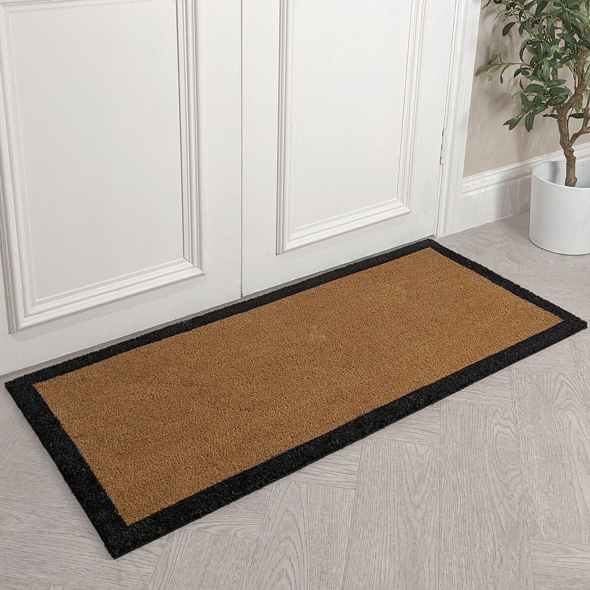 Kyla Large Black Border Natural Double Width Doormat - Bridgnorth Furniture